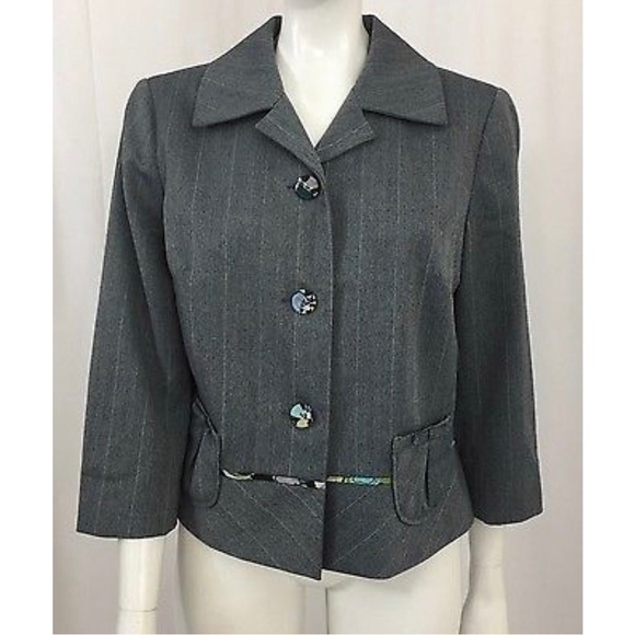 Sigrid Olsen Pinstripe Career Jacket Blazer 10 - Picture 1 of 6